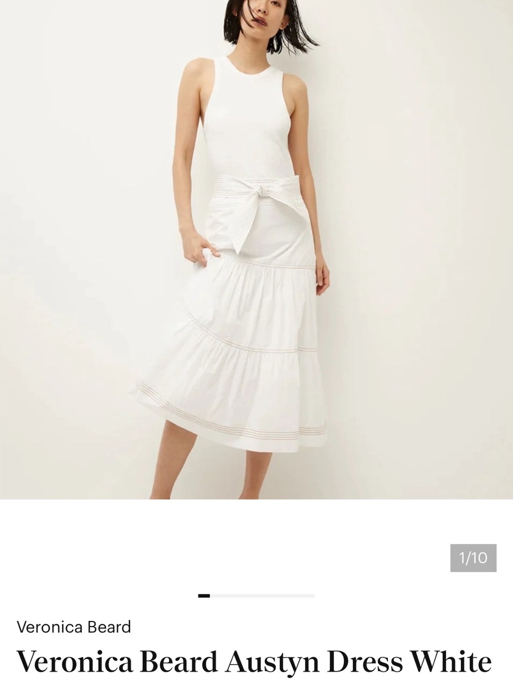 Veronica Beard White Austyn Midi Dress